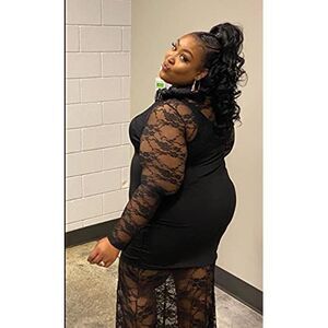 832 - Plus Size Mermaid Lace Maxi Long Sleeves Maxi Cocktail Wedding Prom